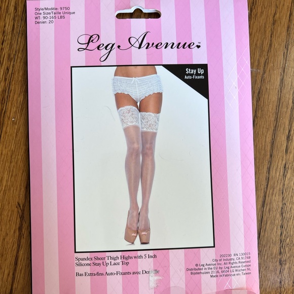 Leg Avenue white lace thigh highs bridal one size - Picture 2 of 2